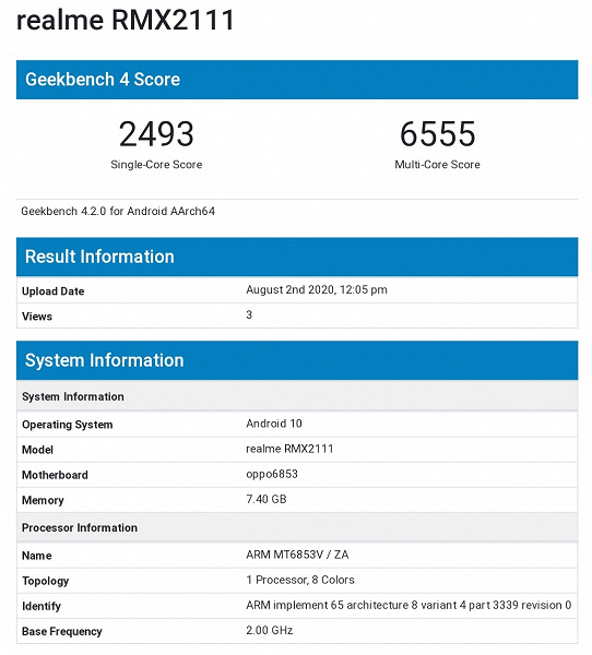 Realme V5 станет первым смартфоном на платформе MediaTek Dimensity 720